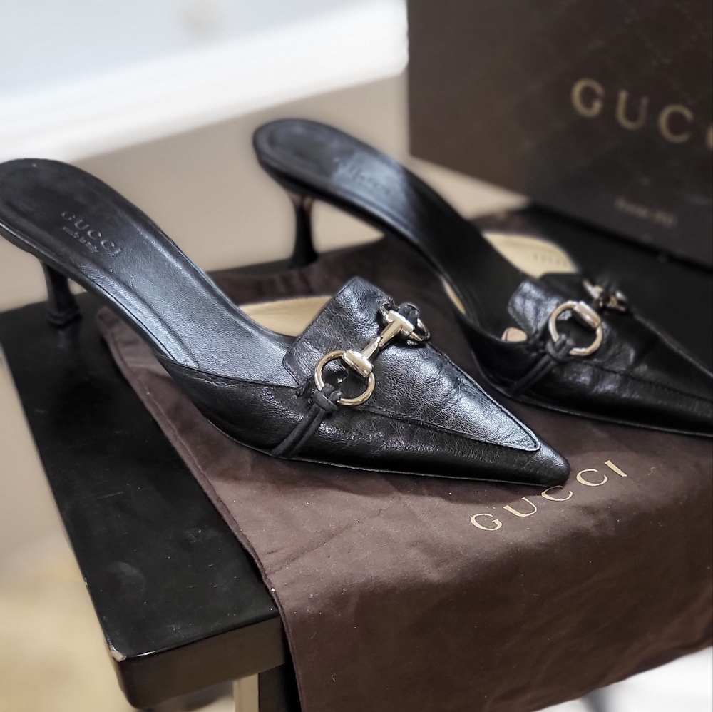 Gucci Black Leather Heels
